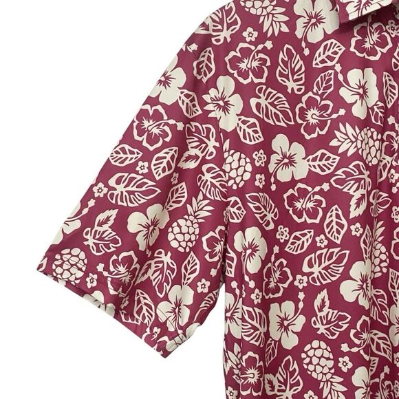 Tattoo Golf Mens 2XL Aloha ProCool Polo Shirt Floral Skull Burgundy/Pink Cream - Picture 5 of 12